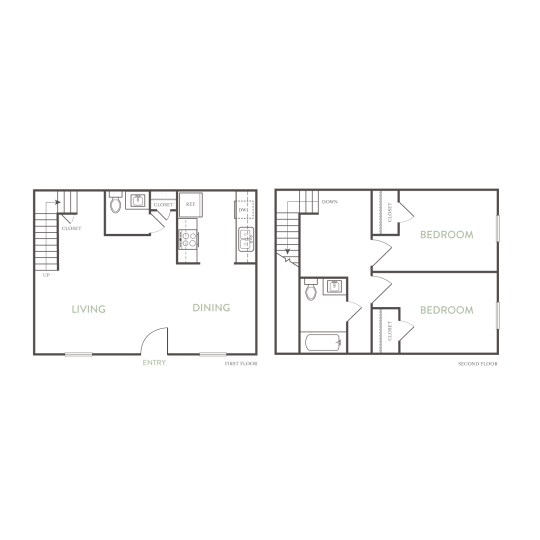 floor plan for the two bedroom apartment at The Las Ventanas